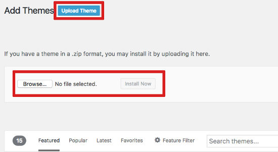 install tema WordPress themes-upload