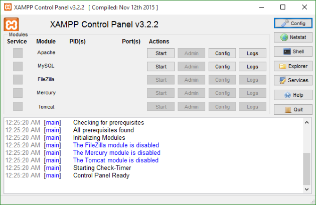 Install WordPress Localhost xampp-control-panel