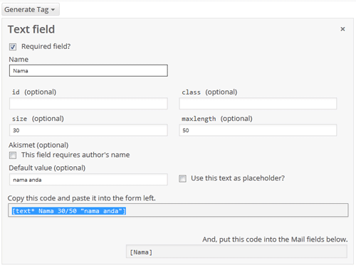 generated text field contact form 7