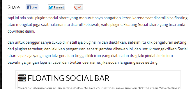 Social Share floating bar plugins wordpress keren