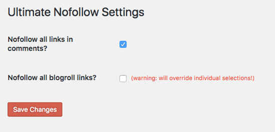 Nofollow Plugin Settings