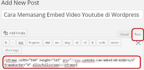 Cara Memasang Embed Video Youtube di WordPress