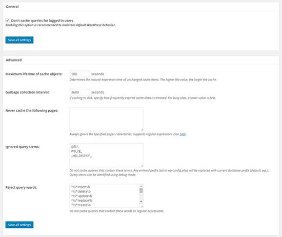 database-cache-settings