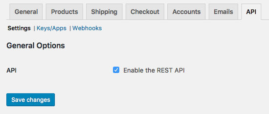 API settings WooCommerce