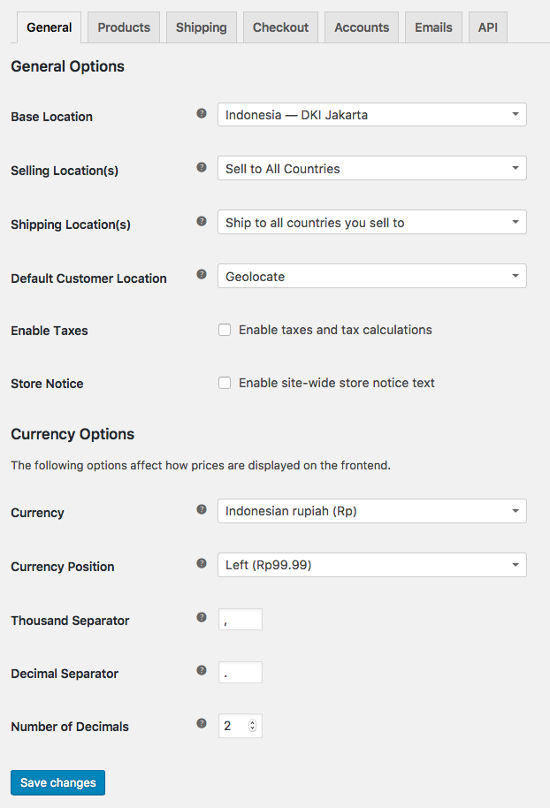 General Settings WooCommerce