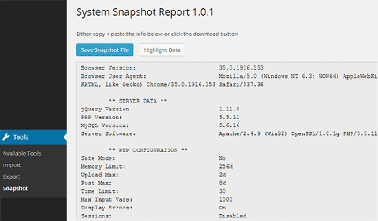 wordpress system snapshot hosting informais