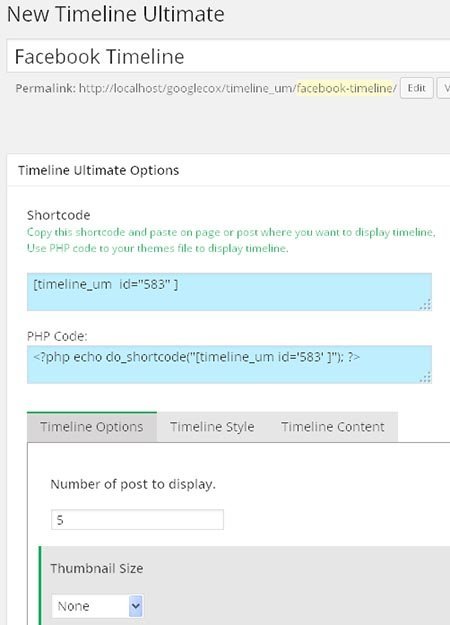 timeline facebook wordpress