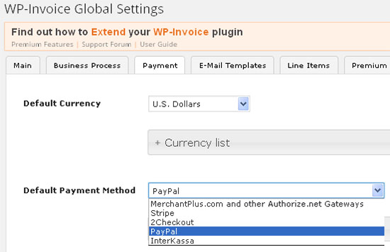 payment settings