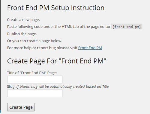 front end setting Private Message WordPress