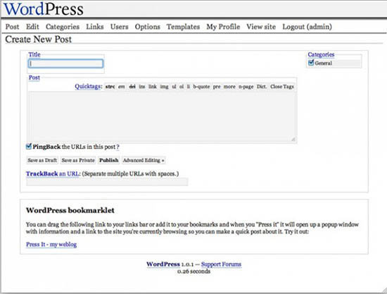 WordPress versi 1.0