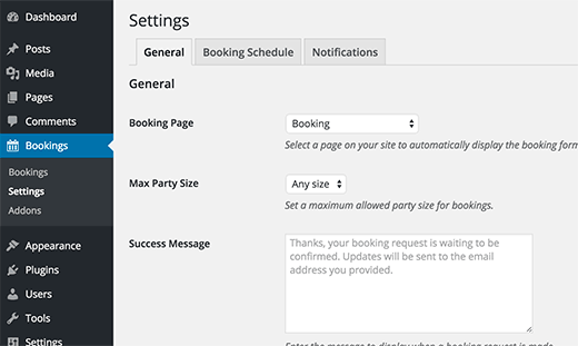 setting booking