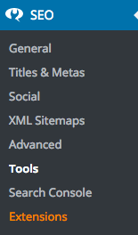 menu tools yoast