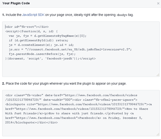 code embed video facebook wordpress