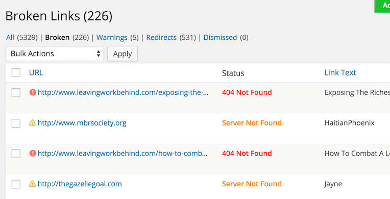 Broken Link Checker Preview link rusak wordpress