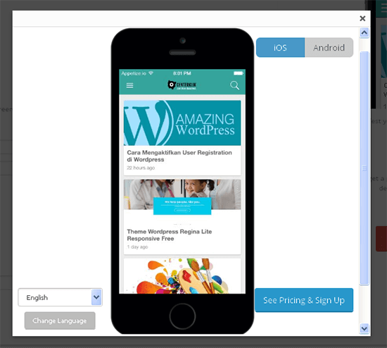 preview mobiloud wordpress centerklik