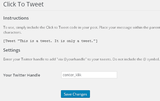 click to tweet settings
