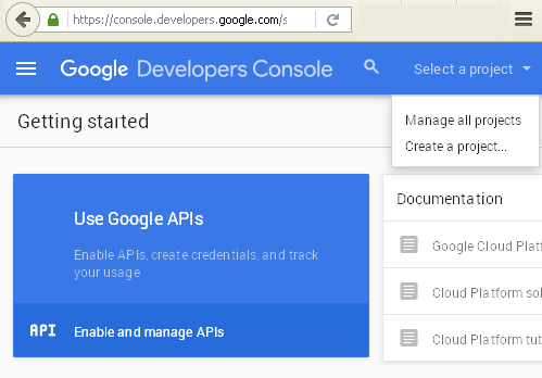 google developers console