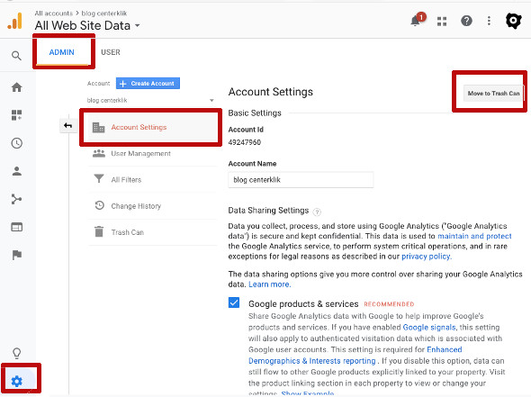 Hapus google Analytics