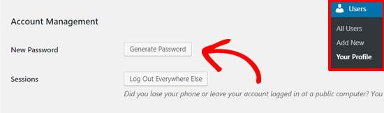 generate password wp
