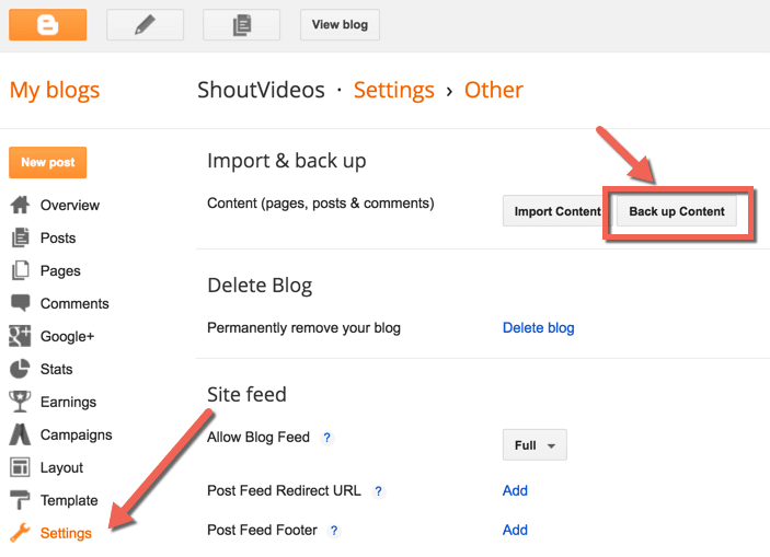 Export BlogSpot blog