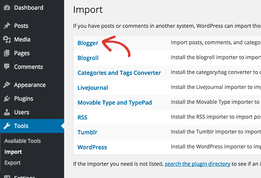 blogger import tool WordPress