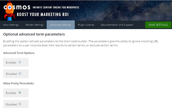 konten dinamis Advanced settings