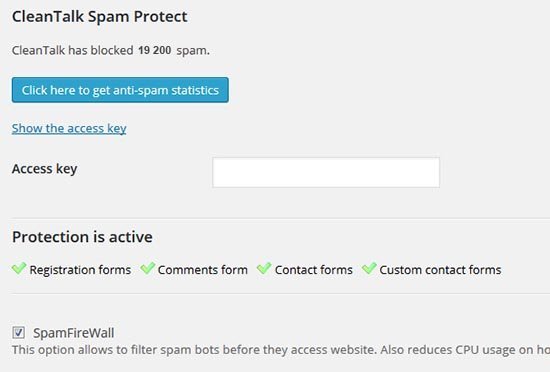 CleanTalk plugin settings