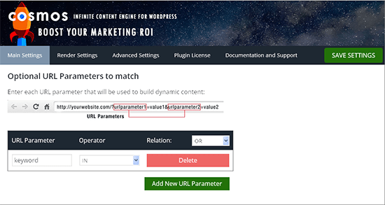 Pengaturan cosmos plugin