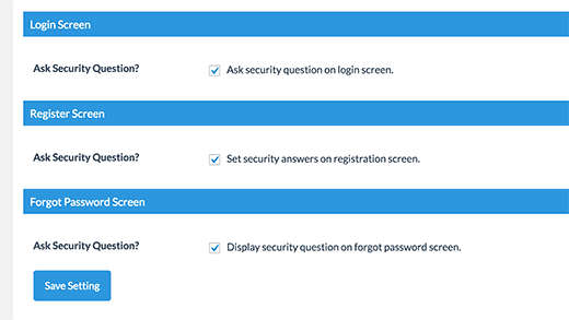 enable security questions
