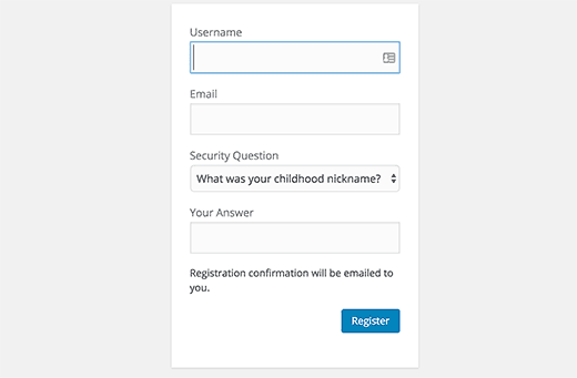 register security question