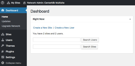 Dashboard WordPress Multisite