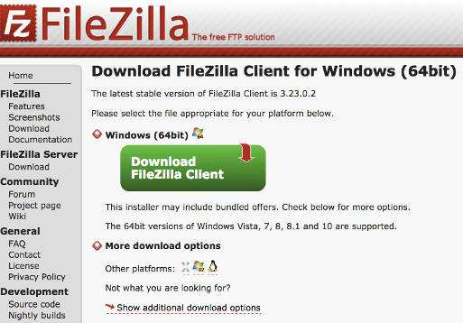 menggunakan ftp client FileZilla