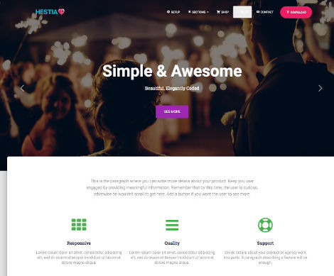 Hestia themes WordPress free