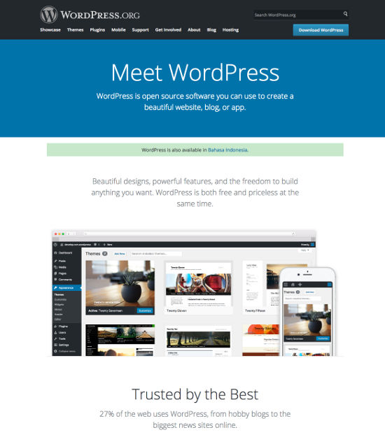WordPress homepage desain