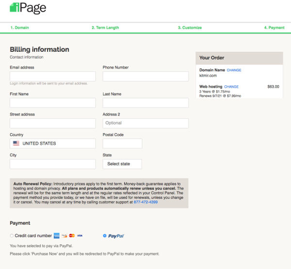Daftar hosting iPage Step 5