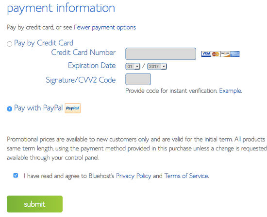 payment bluehost