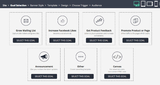 Bouncezap Tool Marketing Goal Selection Alat Pemasaran Online