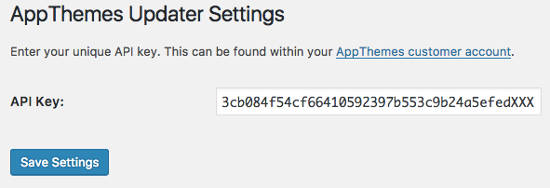 Tema Vantage WordPRess API Key