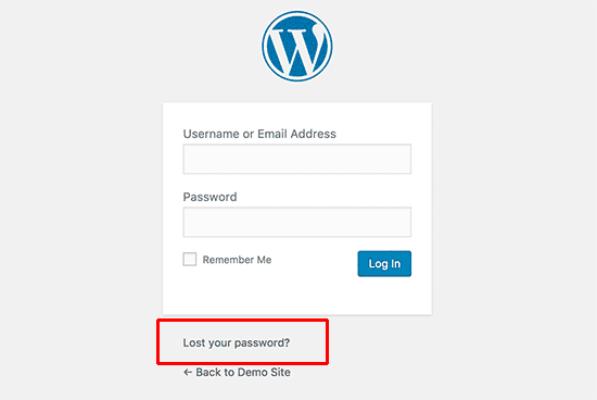 lost password wordpress