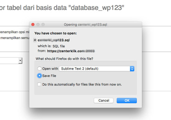 Download backup database