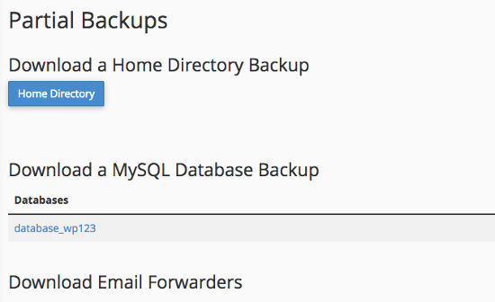 Cara Backup WordPress Partial Download Backup