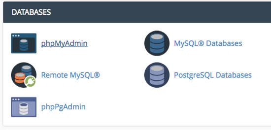 cPanel Database phpMyAdmin