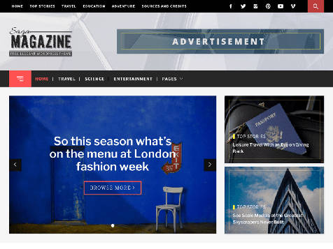 Theme WordPress Magazine Saga Responsive Free