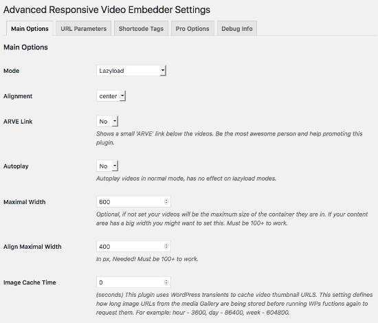 ARVE Advanced Responsive plugin embed video WordPress