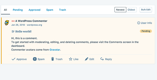 WordPress Desktop comments