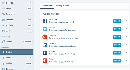 WP Desktop social sharing
