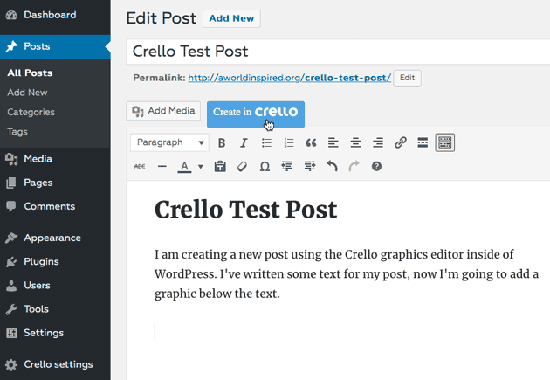crello button WordPress