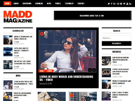 Tema WordPress Gratis Madd Magazine Responsive Free