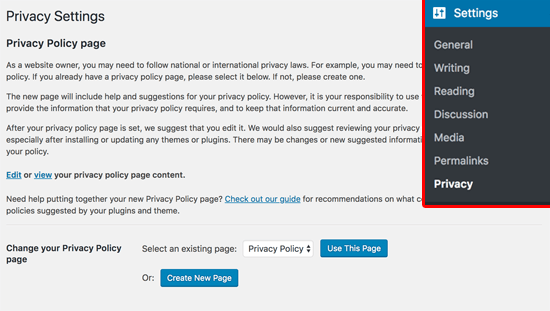 gdpr wp privacy policy