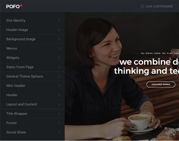 POFO Theme WordPress Kreatif dan Blog Customizer